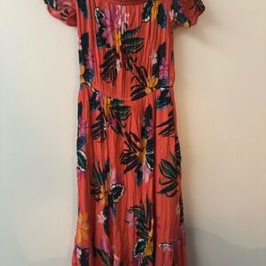 Old Navy Coral Hawaiian Floral Maxi Dress -